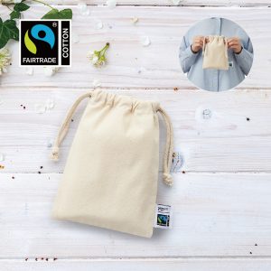 フェアトレードコットン巾着（S） ナチュラル　[フェアトレード認証商品]
