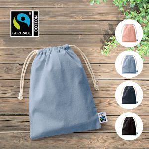 フェアトレードコットン巾着（M） ４カラー展開　[フェアトレード認証商品]