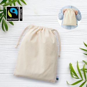 フェアトレードコットン巾着（L） ナチュラル　[フェアトレード認証商品]