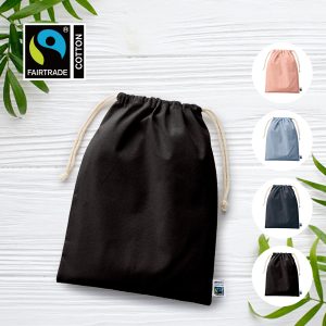 フェアトレードコットン巾着（L） ４カラー展開　[フェアトレード認証商品]