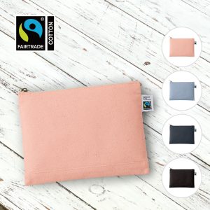 フェアトレードコットンキャンバスフラットポーチ（M）４カラー展開　[フェアトレード認証商品]
