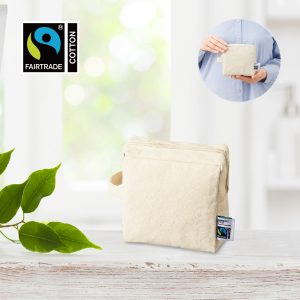 フェアトレードコットンキャンバスファスナーポーチ（S）　ナチュラル　[フェアトレード認証商品]