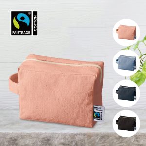 フェアトレードコットンキャンバスファスナーポーチ（M）　４カラー展開　[フェアトレード認証商品]