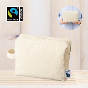 フェアトレードコットンキャンバスファスナーポーチ（L）　ナチュラル　[フェアトレード認証商品]