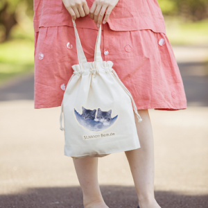 厚手コットンガゼット巾着トート（M） ナチュラル [エコマーク認定商品]