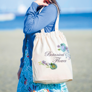 厚手コットンガゼット巾着トート（L） ナチュラル [エコマーク認定商品]